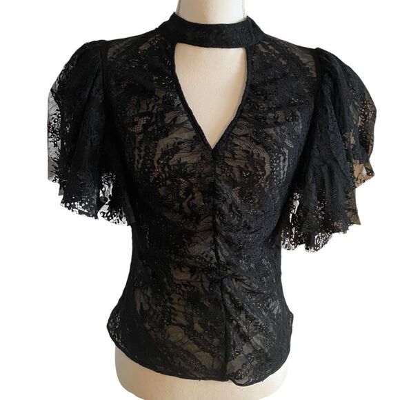 Osman Yousefzada Collective Lace Ruffle Top Size 4 - Picture 5 of 9